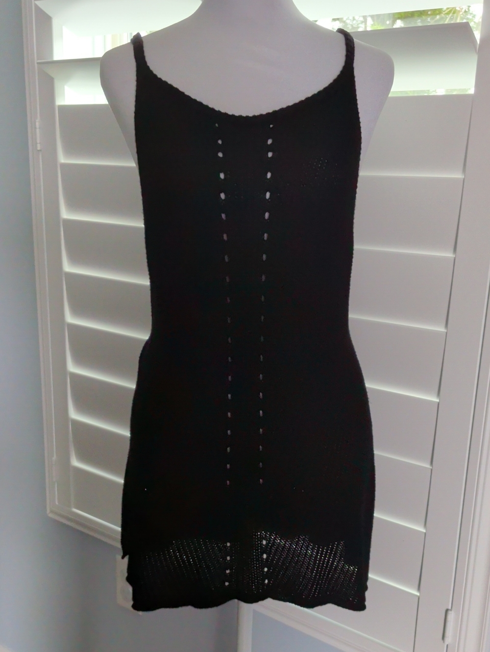 Bebe Black Ribbed Knit Top with Spaghetti Straps
